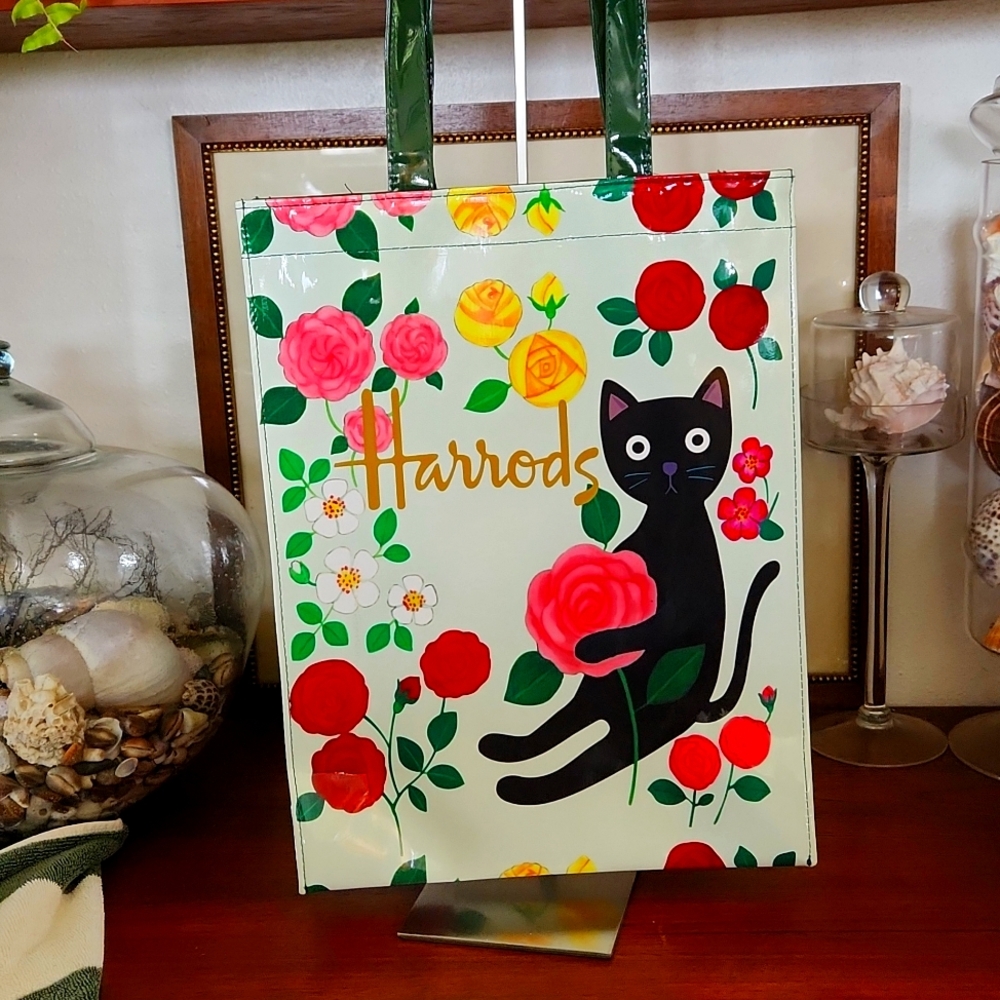 Harrods London Kitty with flowers Tote, NWT Never Carried, Folded